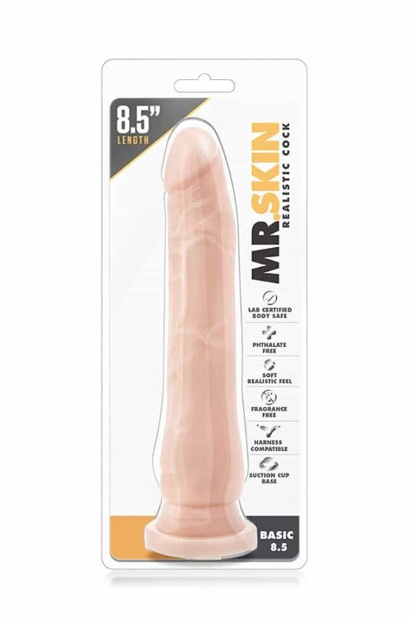Dildo Blush cu ventuza Mr. Skin Realistic Cock Basic Beige lungime 21.5 cm diametru 3.5 cm 735380120535