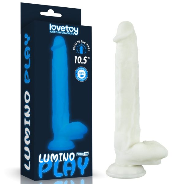 Dildo Lovetoy cu testicule - si ventuza Lumino Play lungime 26.9 cm diametru 4 cm 6942063400127