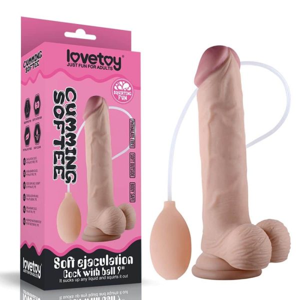 Dildo Lovetoy cu testicule - si ventuza Soft Ejaculation Cock With Ball lungime 20.3 cm diametru 4.6 cm 6970260908986