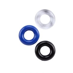 Inel pentru Penis Donut Rings-Assorted 3 bucati Chisa Novelties diametru 1.8 cm Negru|Albastru|Transparent 759746008992