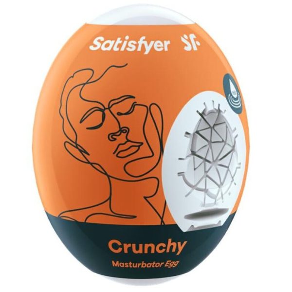 Masturbator Egg Single crunchy Satisfyer Alb - Portocaliu lungime 7 cm forma normala 4049369043408