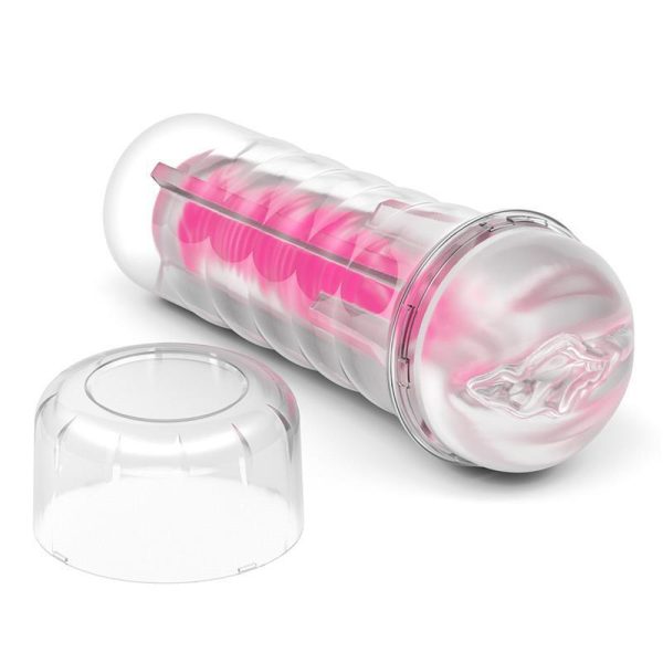 Masturbator Lumino Play Pink Glow Lovetoy Transparent lungime 21.5 cm forma vagin 6942063400059
