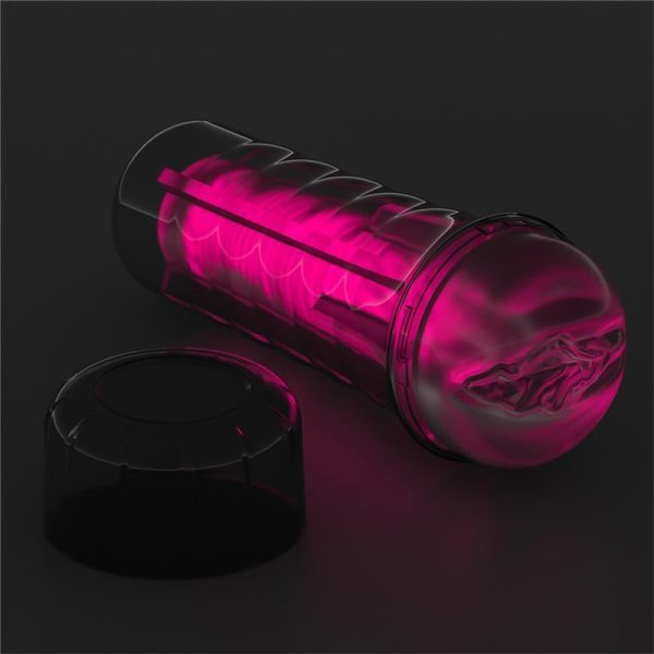 Masturbator Lumino Play Pink Glow Lovetoy Transparent lungime 21.5 cm forma vagin 6942063400059