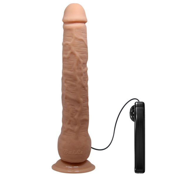Vibrator realistic Beautiful Dick Vibrating Dildo Voluptas cu testicule - cu ventuza - telecomanda lungime 28 cm grosime 4.2 cm 6959532303209