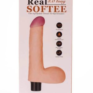 Vibrator realistic Real Softee Vibrating Dildo 4 Lovetoy cu testicule lungime 20.3 cm grosime 3.8 cm 6970260900331